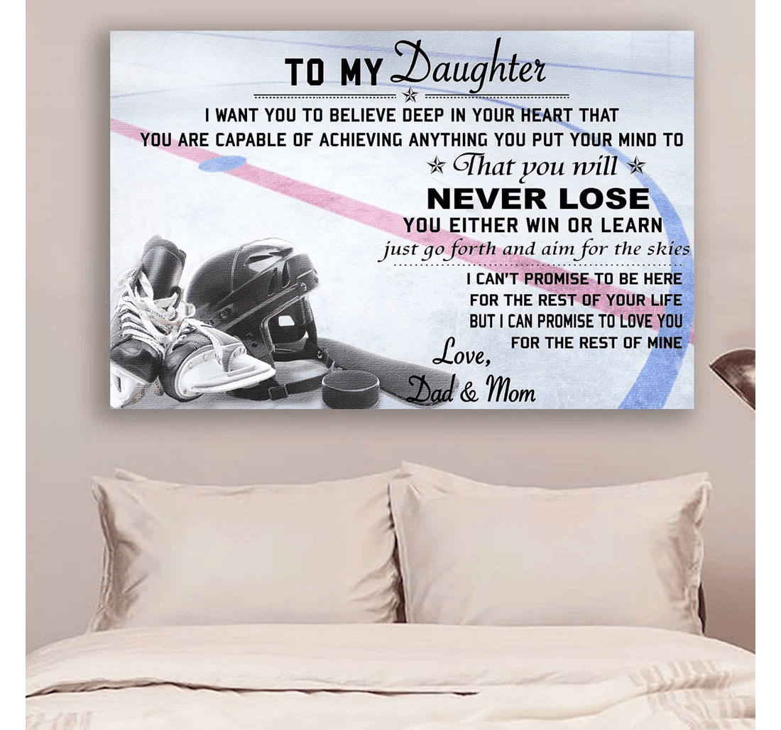 Poster, Canvas - G-hockey Dad Mom To Daughter Never Lose Print Framed Wall Art
