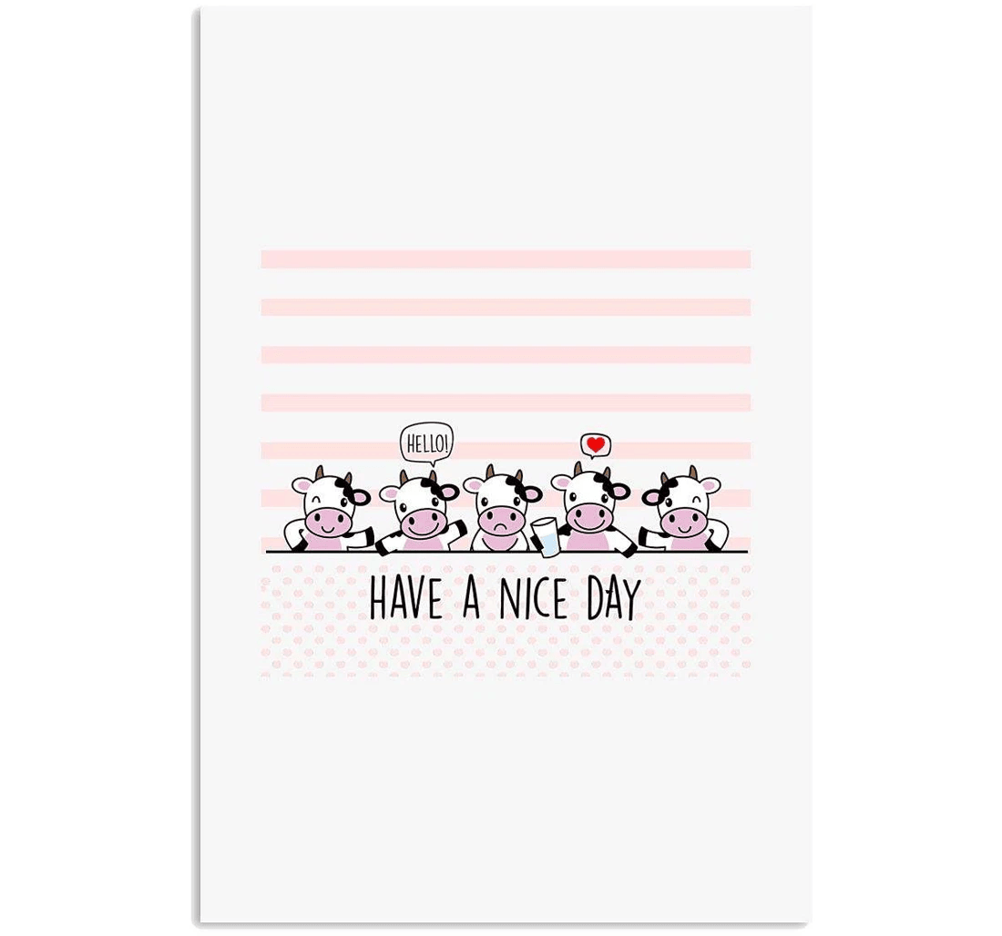 Poster, Canvas - Cow Have A Nice Day Print Framed Wall Art