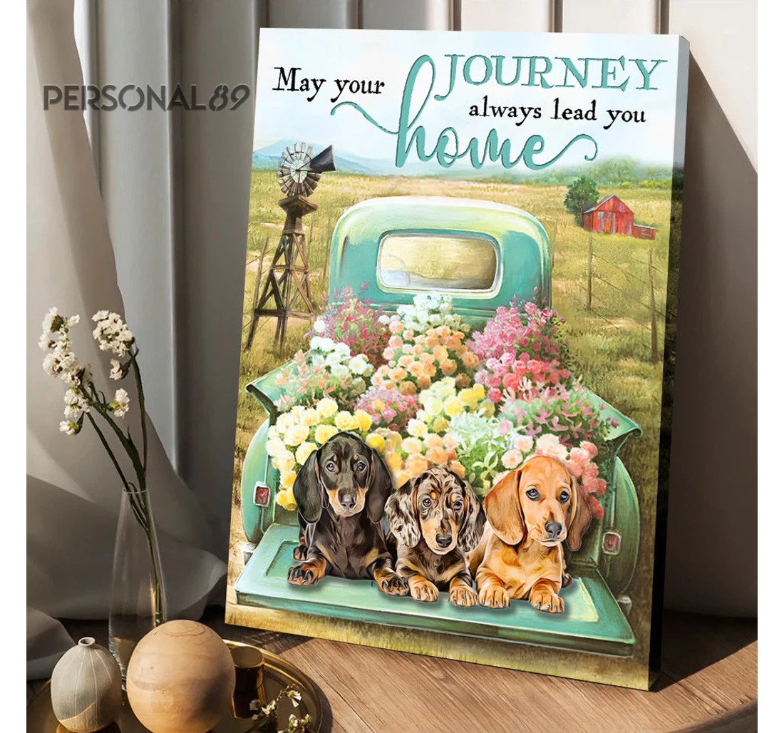Poster, Canvas - Dachshund May Your Journey Always Lead You Matte Print Framed Wall Art