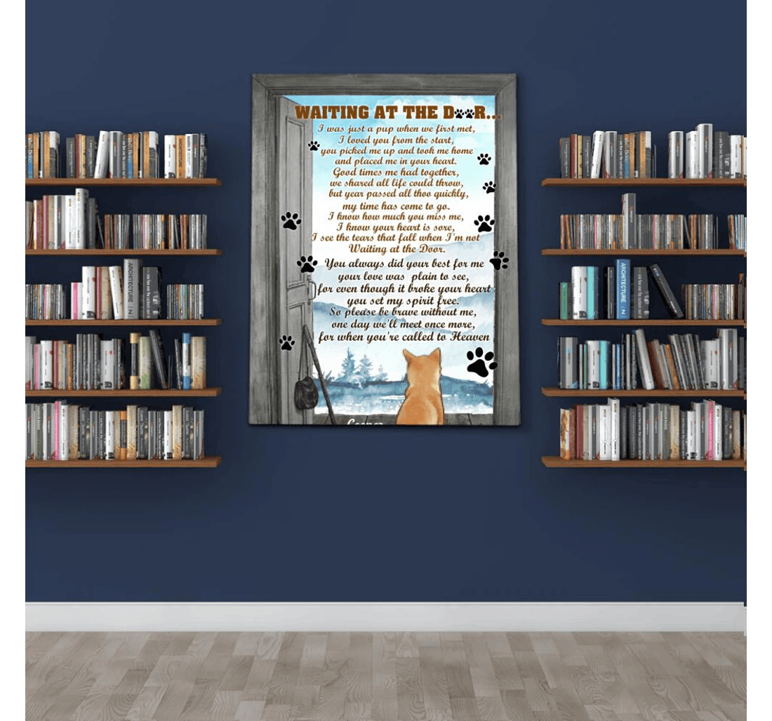 Poster, Canvas - Dog Lovers Waiting At The Door Personalized Print Framed Wall Art