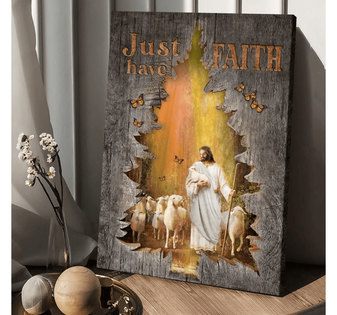 Poster, Canvas - Magic Forest Jesus Lamb Of God Just Have Faith Matte Print Framed Wall Art