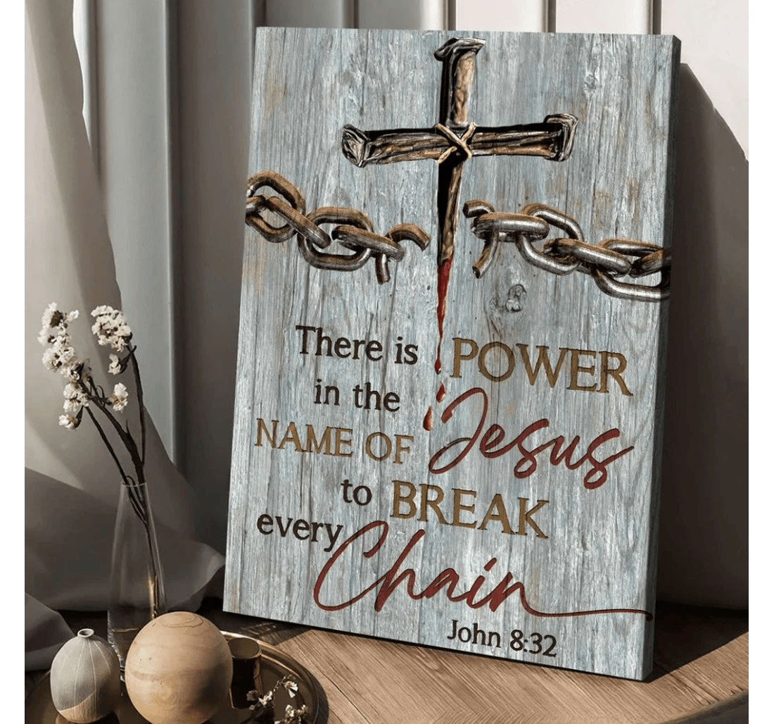 Poster, Canvas - Broken Chain Jesus Blood There Is Power In The Name Of Jesus Matte Print Framed Wall Art