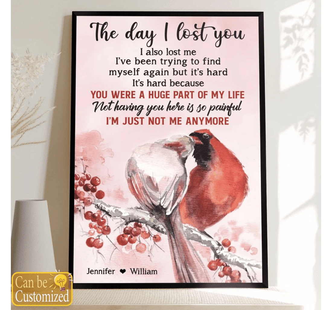 Poster, Canvas - Husband And Wife Cardinal The Day I Lost You Personalized Matte Print Framed Wall Art
