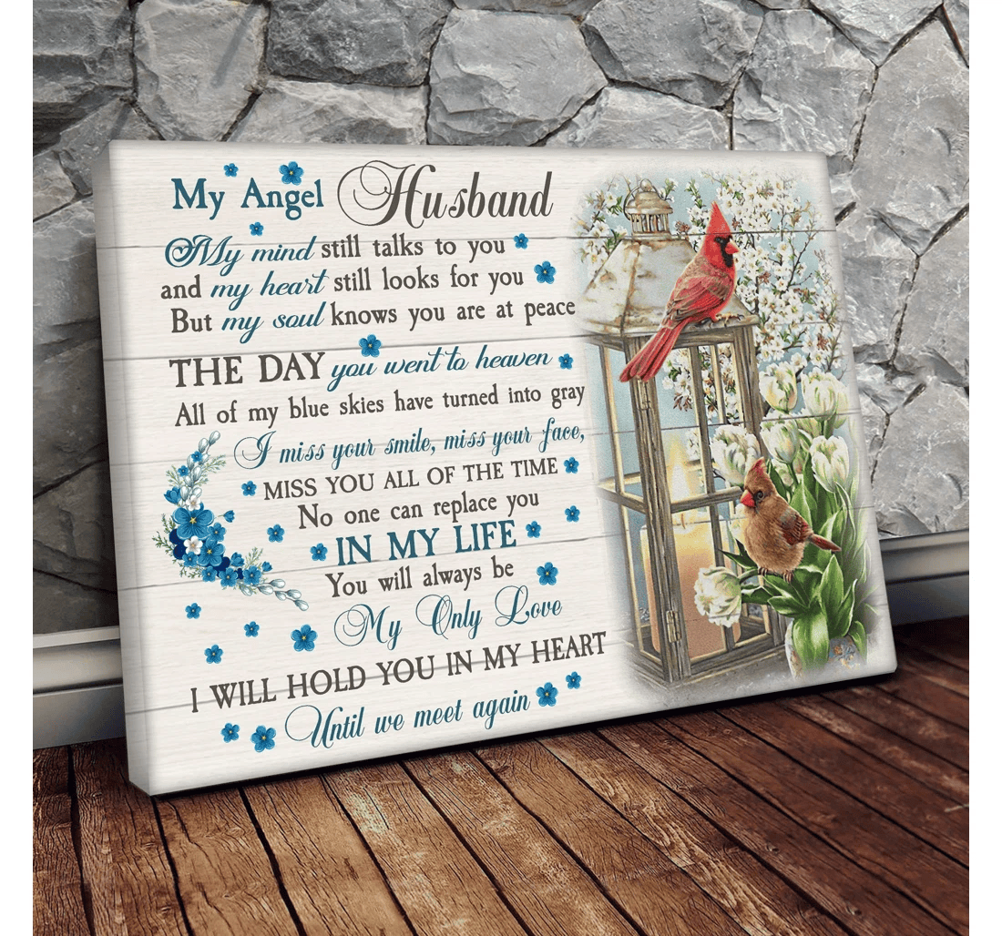 Poster, Canvas - Cardinal My Angel Husband My Mind Still Talks To You And My Heart Still Looks You Matte Print Framed Wall Art