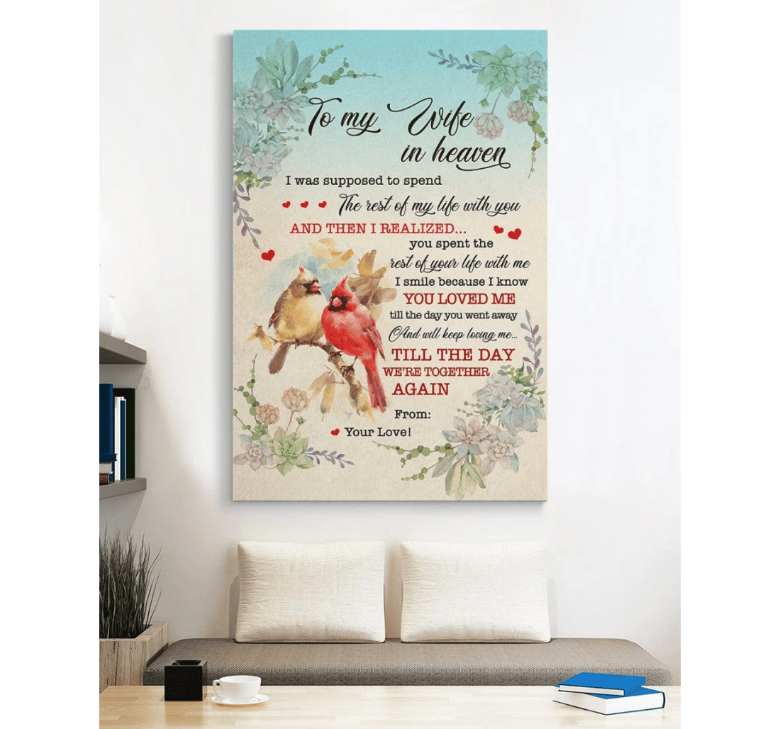 Poster, Canvas - To My Wife In Heaven Will Keep Loving Me Cardinals Matte Print Framed Wall Art
