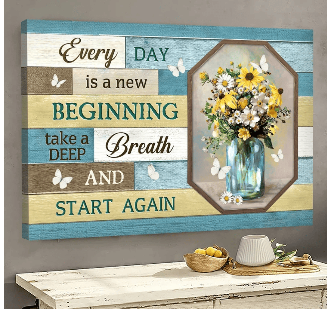 Poster, Canvas - Jesus Beautiful Flowers Every Day Is A New Beginning Matte Print Framed Wall Art