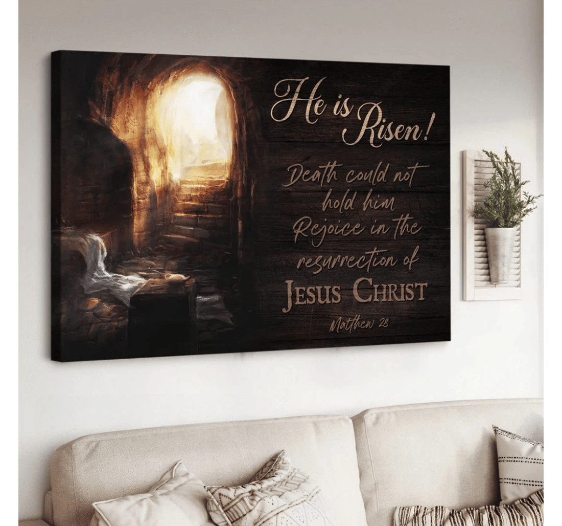 Poster, Canvas - Beautiful Cave Jesus Christ He Is Risen Matte Print Framed Wall Art