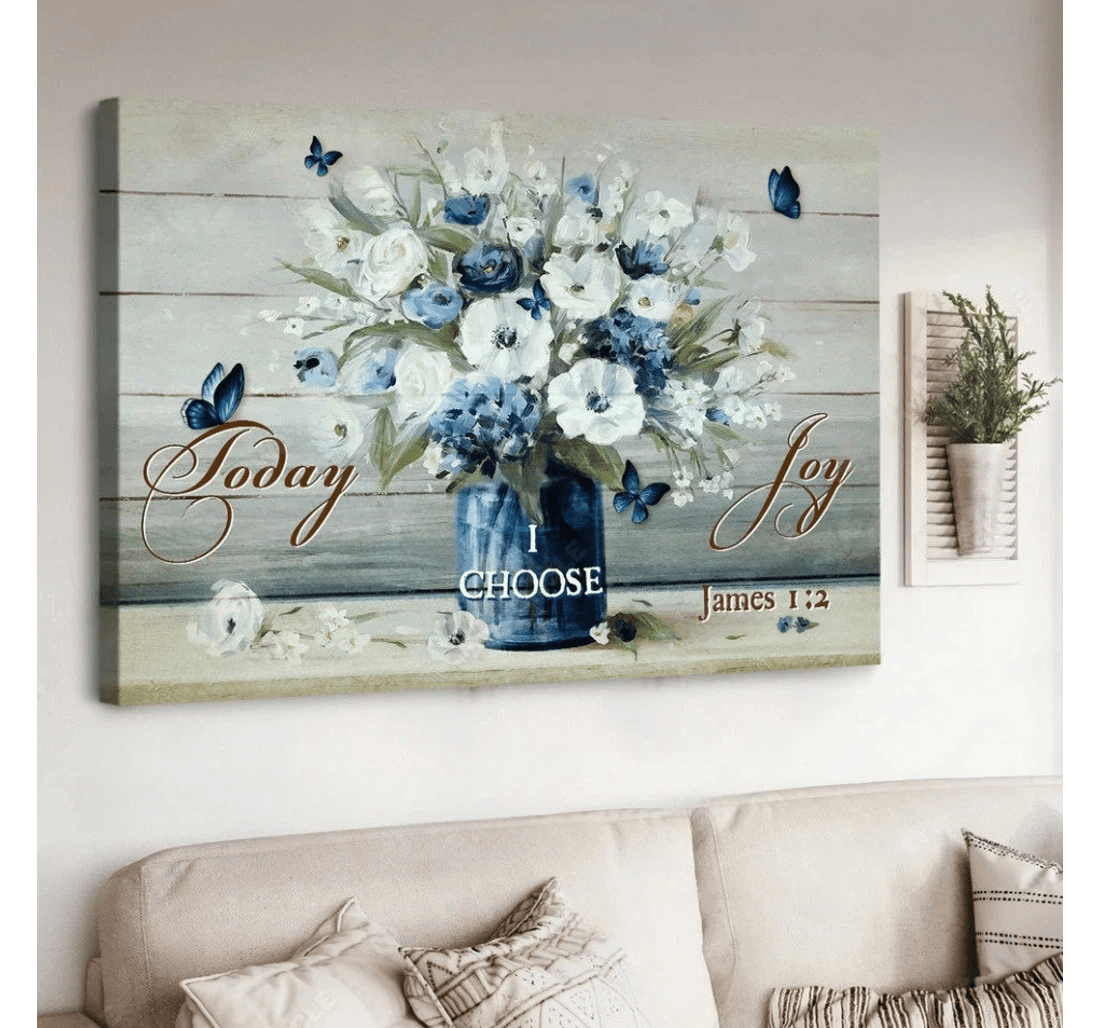 Poster, Canvas - Flowers Today I Choose Joy Matte Print Framed Wall Art