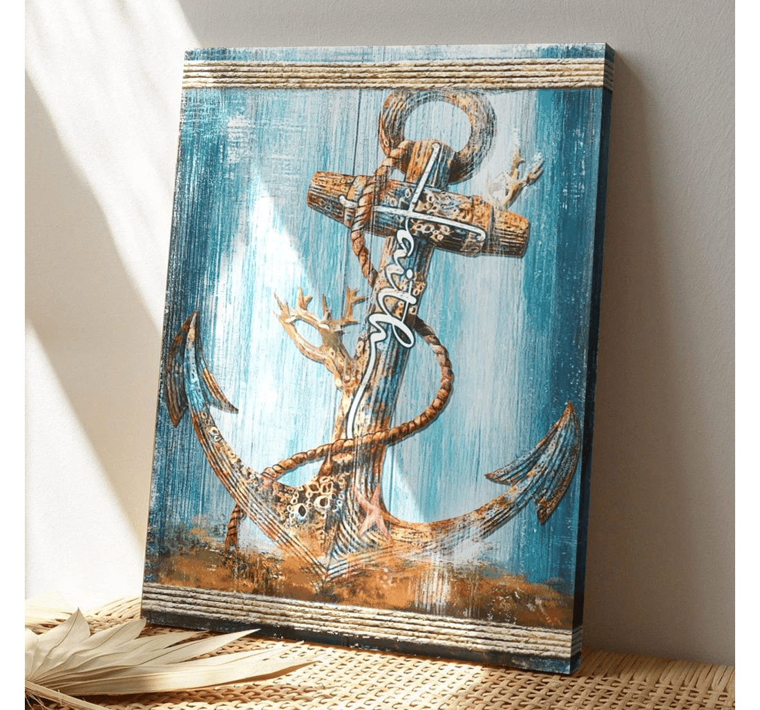 Poster, Canvas - Christian Faith Amazing Anchor Under The Sea Bible Matte Print Framed Wall Art