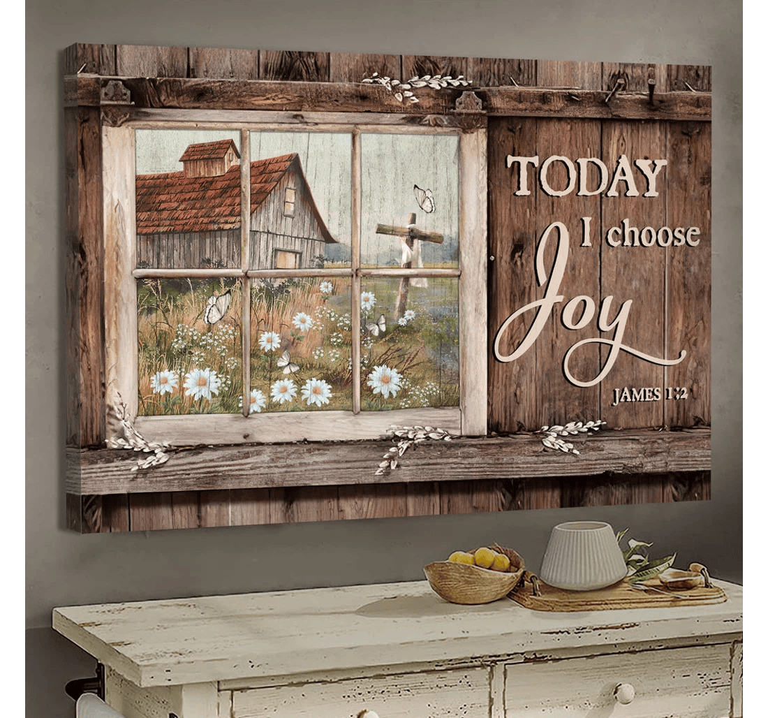 Poster, Canvas - Window Daisy Garden Today I Choose Joy Matte Print Framed Wall Art