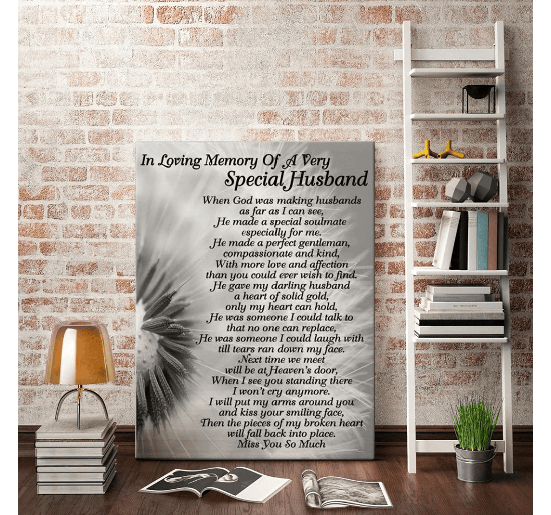 Poster, Canvas - Dandelion In Loving Memory Of A Very Special Husband Matte Print Framed Wall Art