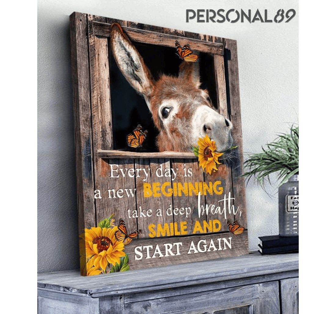 Poster, Canvas - Donkey Farm Everyday Is A New Beginning Matte Print Framed Wall Art