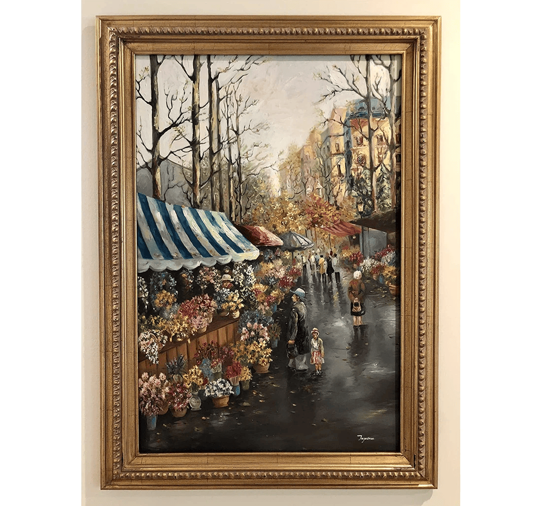 Poster, Canvas - Paris Flower Shop On Canvas Print Framed Wall Art