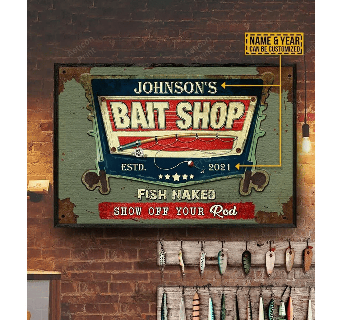 Poster, Canvas - Personalized Fishing Show Off Your Rod Print Framed Wall Art