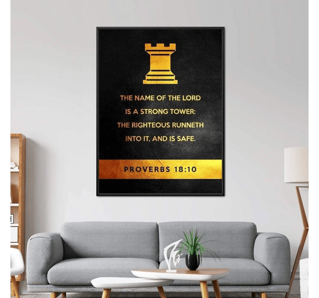 Poster, Canvas - Proverbs 18 10 – Abconcepts Print Framed Wall Art