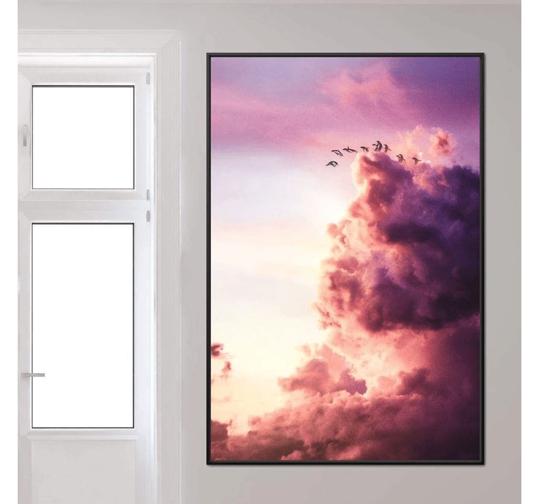 Poster, Canvas - Penguins Jumping Off Cloud – Alexgraphex Print Framed Wall Art