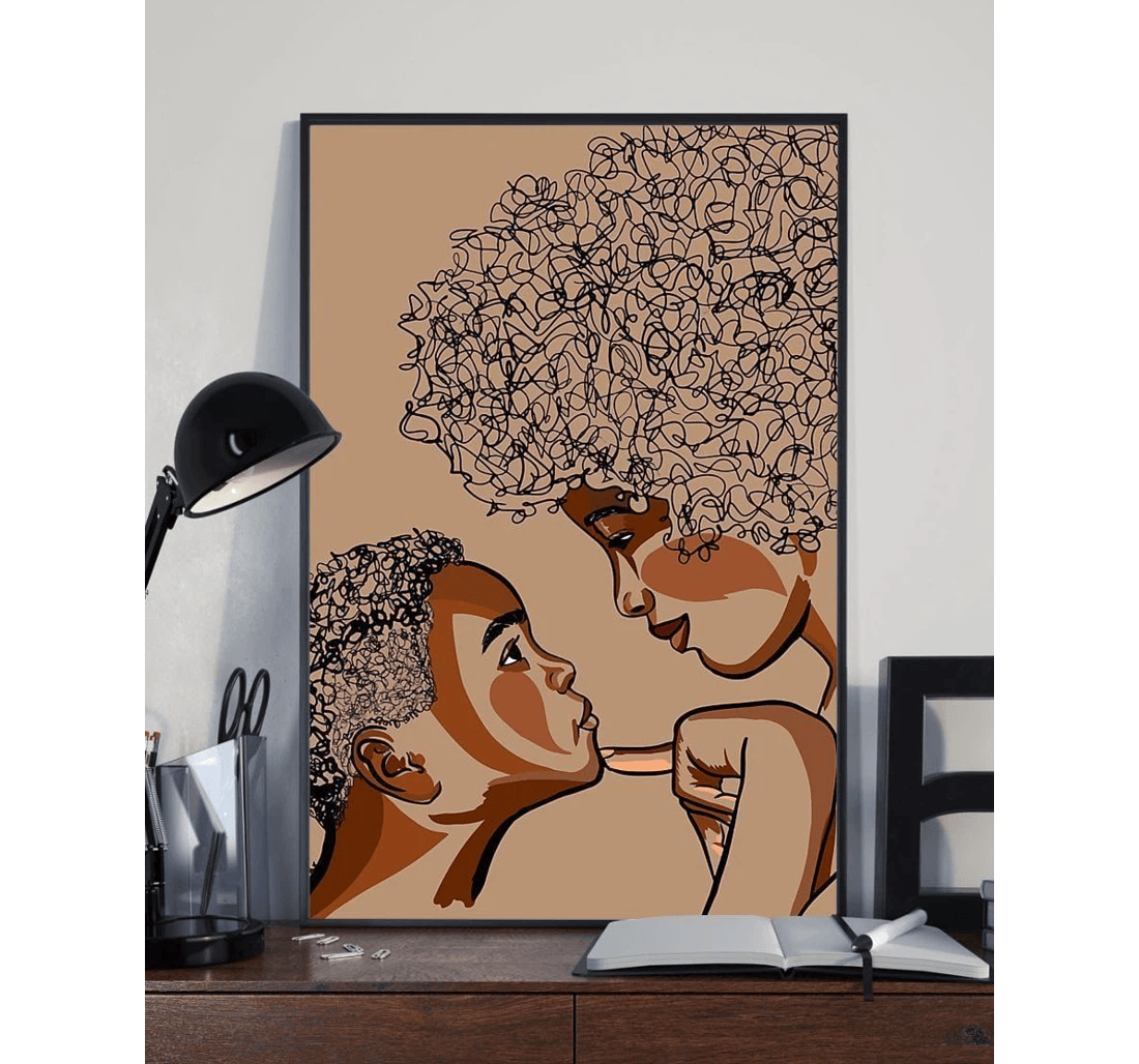 Poster, Canvas - Black Queen Mother And Son V Print Framed Wall Art