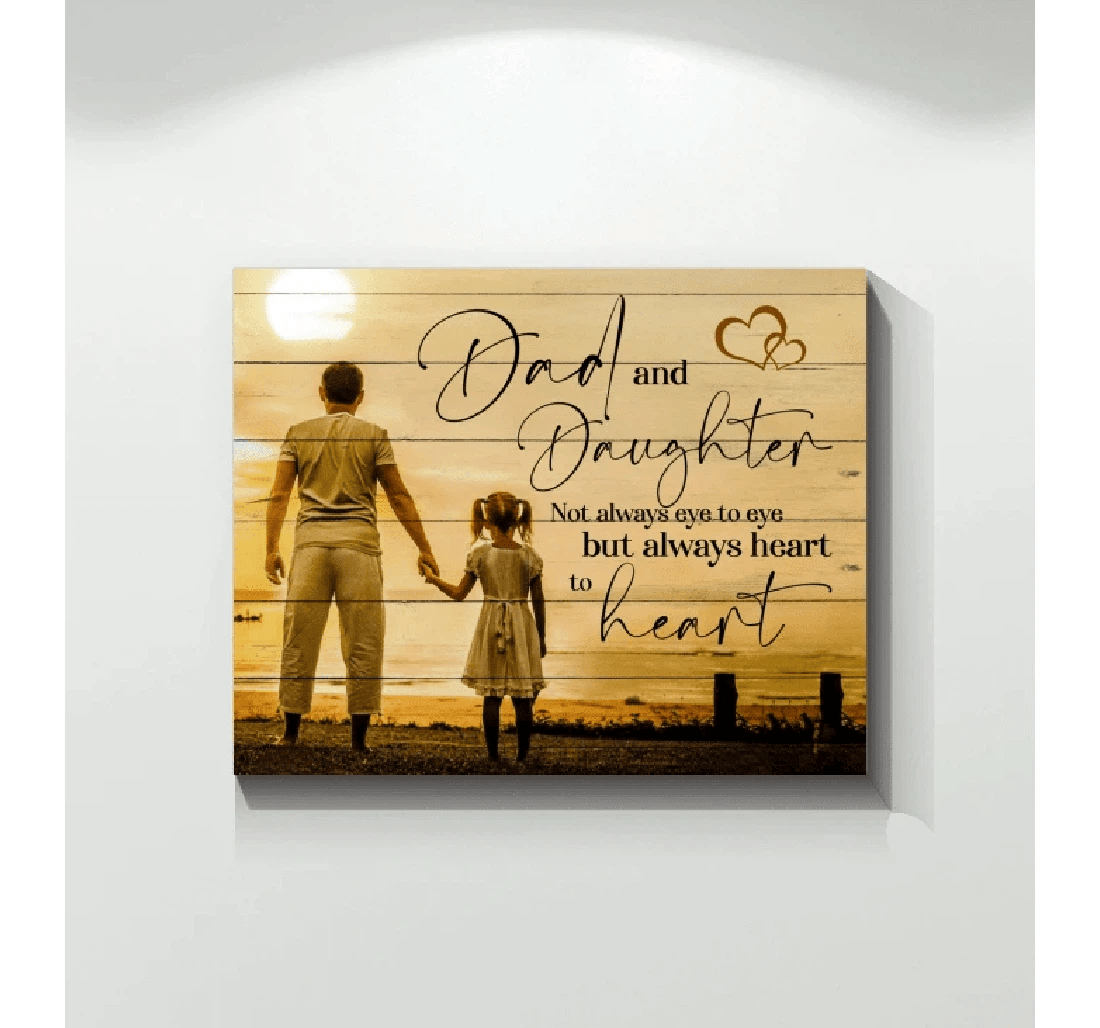 Poster, Canvas - Father's Day Dad And Daughter Always Heart To Heart Father's Day Print Framed Wall Art