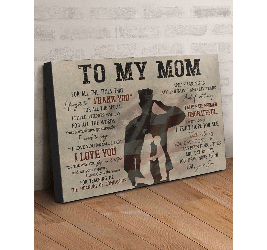 Poster, Canvas - Mother Day Soldier Son To Mom Day By Day You Mean More To Me Kv Print Framed Wall Art