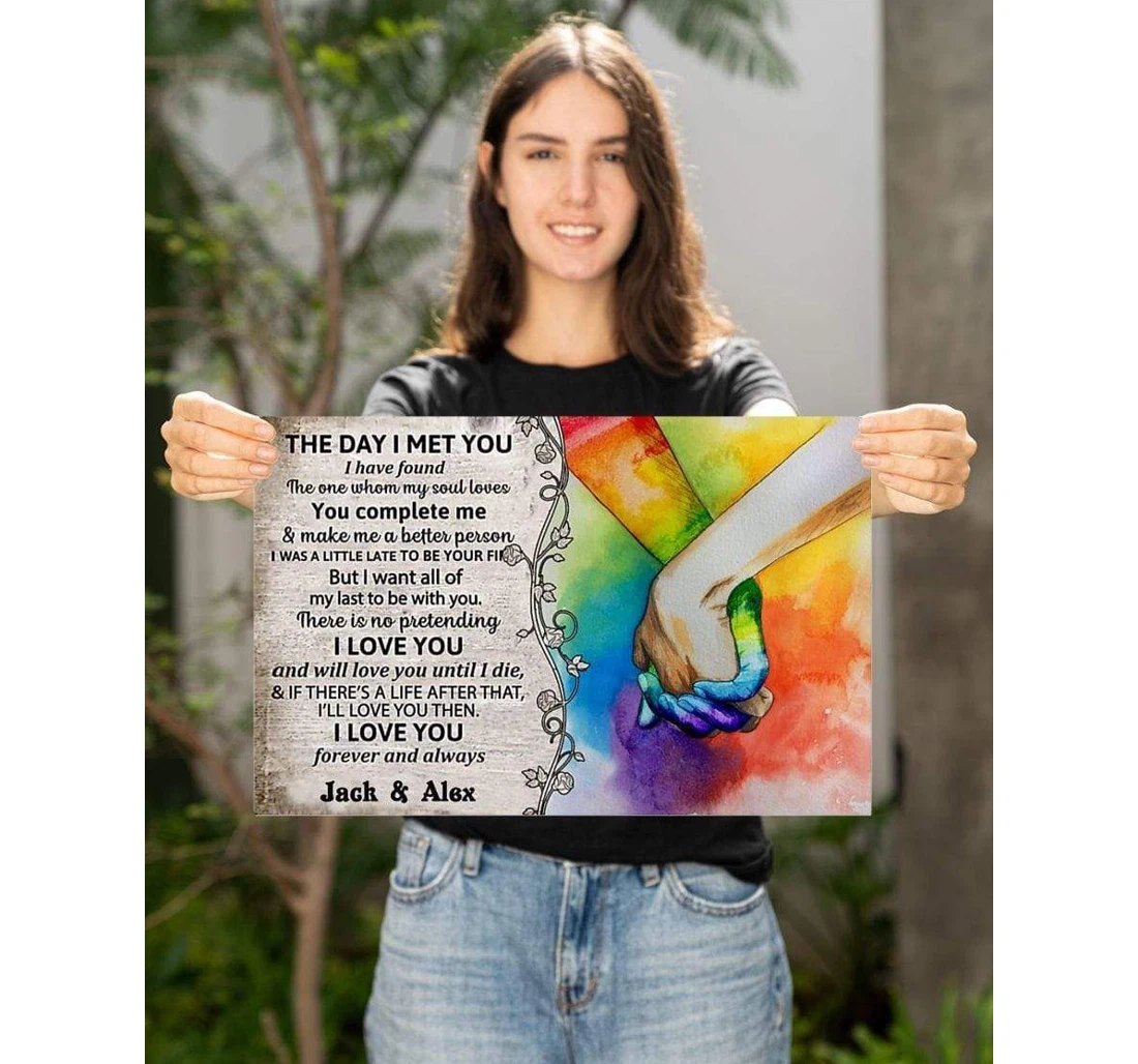 Poster, Canvas - Custom Name Lgbt The Day I Met You Valentine Day V Print Framed Wall Art