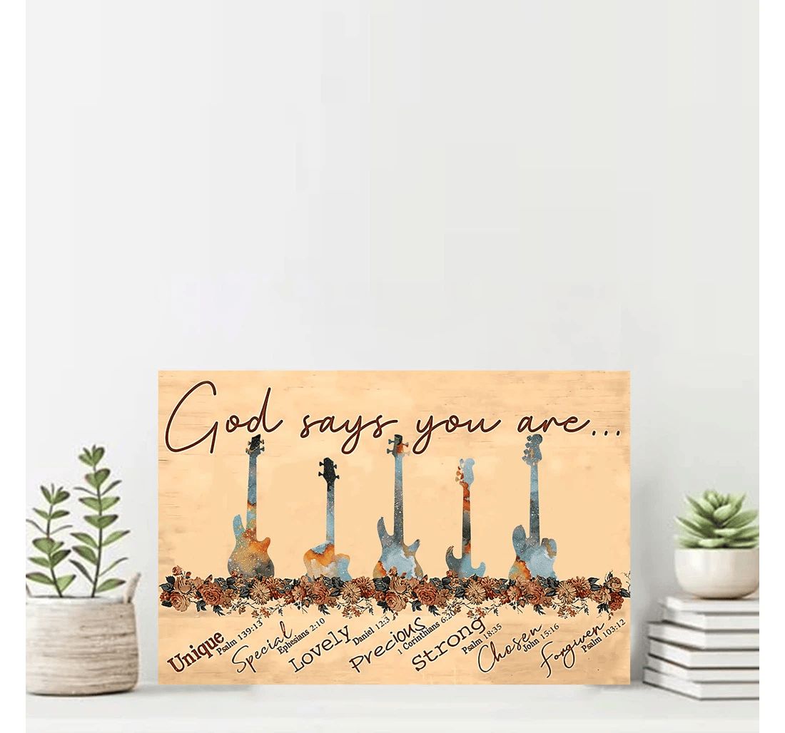 Poster, Canvas - Guitar God Says You Are Unique Special Lovely Strong Print Framed Wall Art