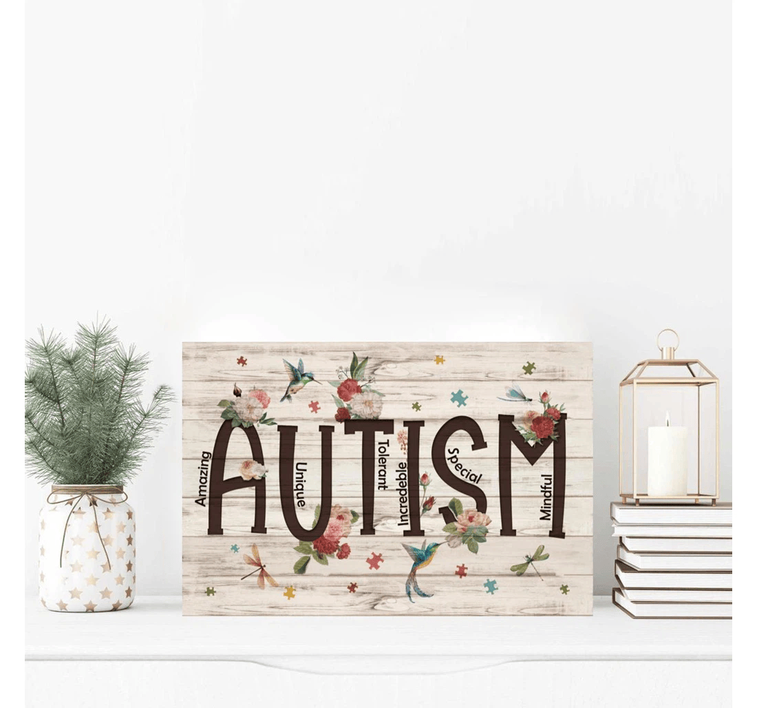 Poster, Canvas - Autism Amazing Unique Tolerant Incredeble Special Mindful Print Framed Wall Art