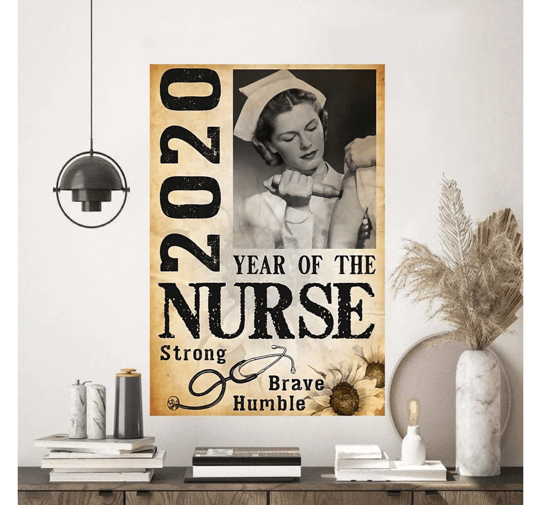 Poster, Canvas - 2020 Year Of The Nurse Print Framed Wall Art