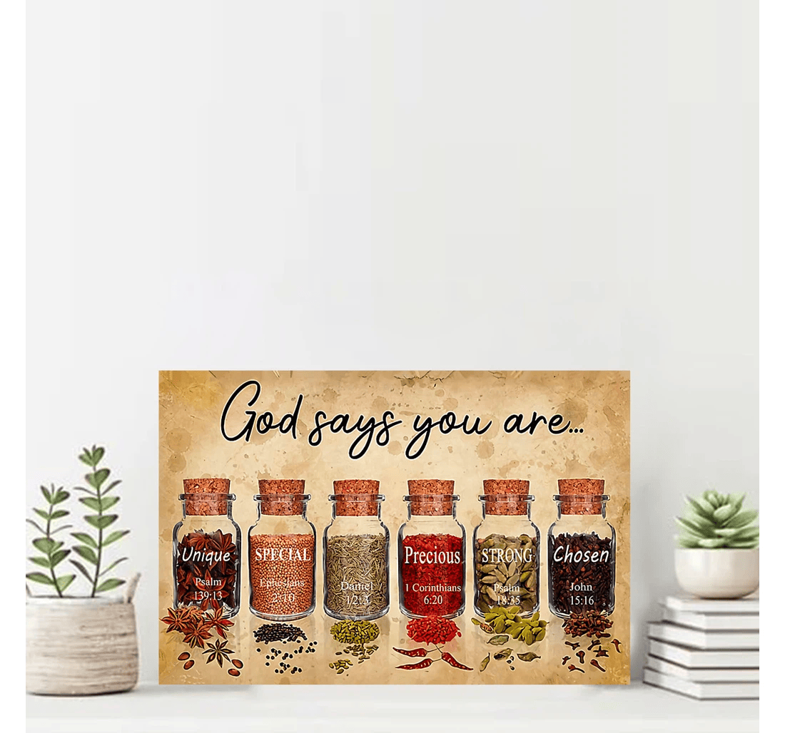 Poster, Canvas - God Says You Are Unique Special Lovely Cooking Print Framed Wall Art