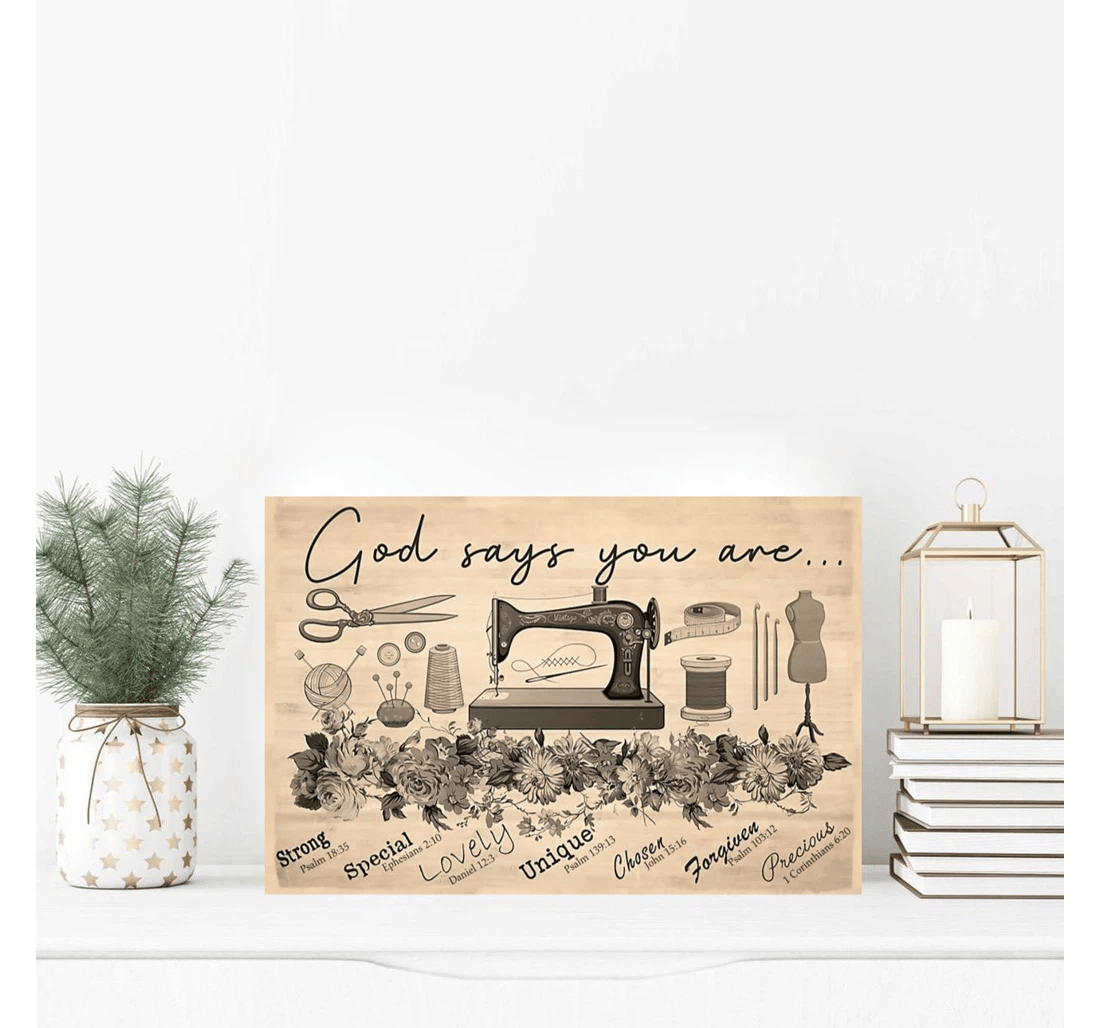 Poster, Canvas - God Says You Are Strong Special Unique Precious Sewing Print Framed Wall Art