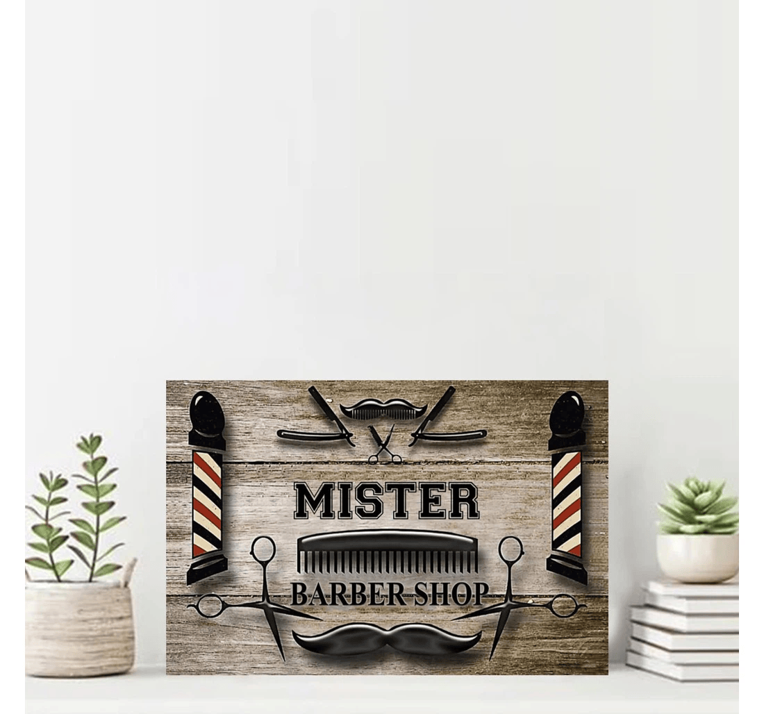 Poster, Canvas - Mister Barber Shop Print Framed Wall Art