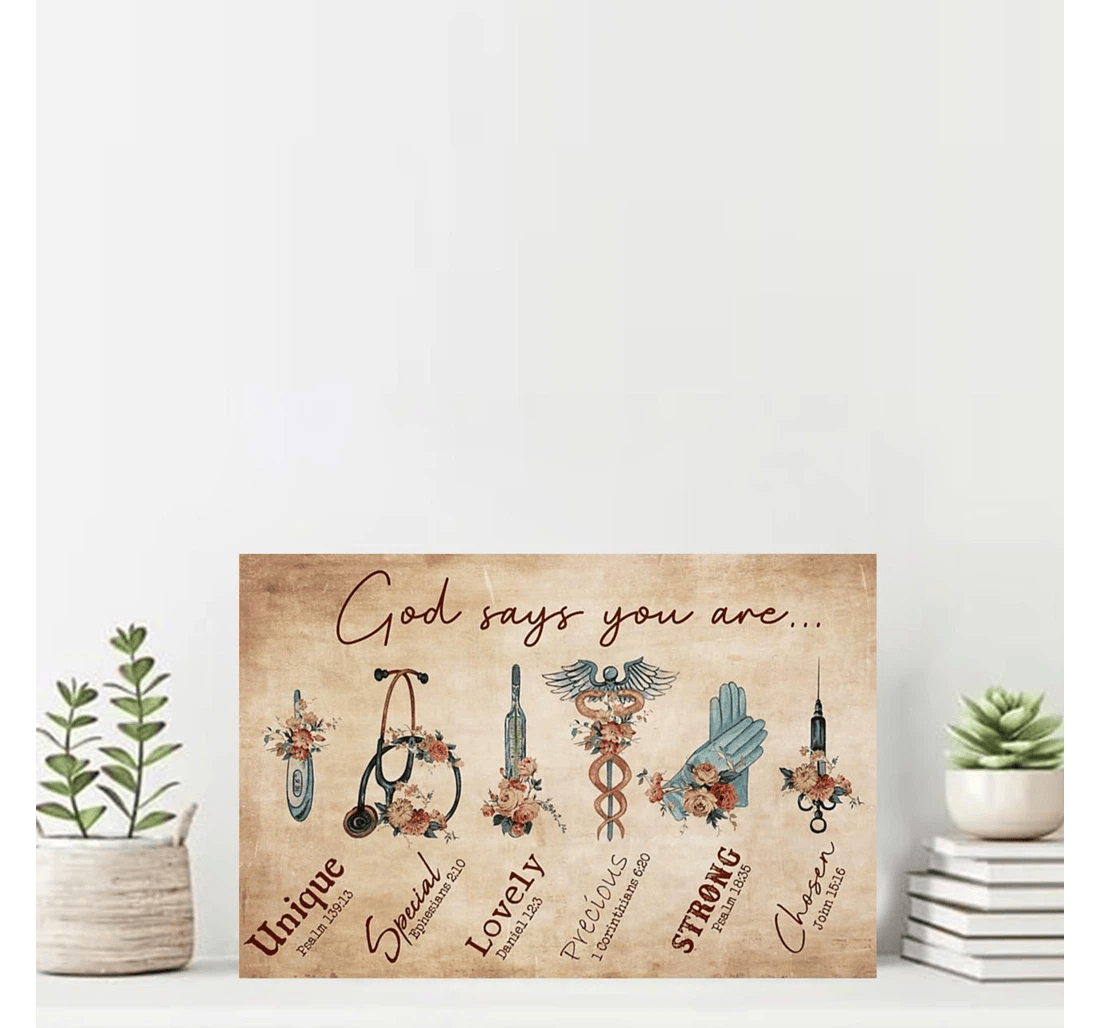 Poster, Canvas - Certified Nursing Assistant God Says You Are Strong Special Print Framed Wall Art