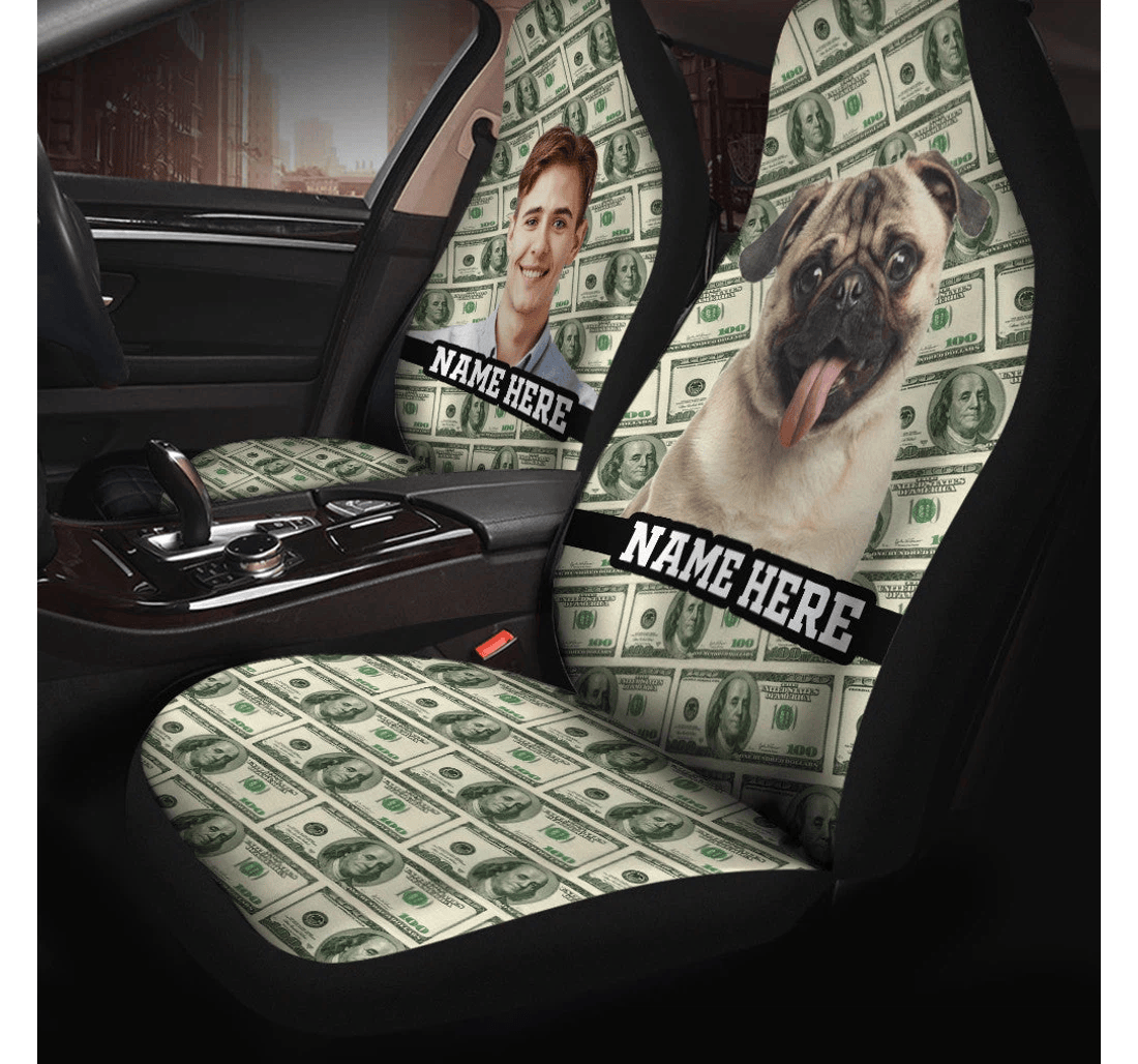 Custom Photo Funny Best Friends With Background Dollar Universal Front Car Seat Cover
