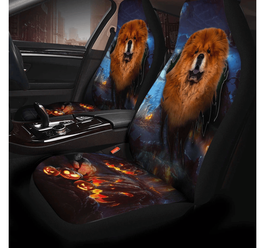 Chow Chow Dog Halloween Universal Front Car Seat Cover