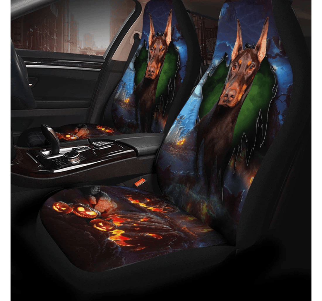 Doberman Pinscher Dog Halloween Universal Front Car Seat Cover