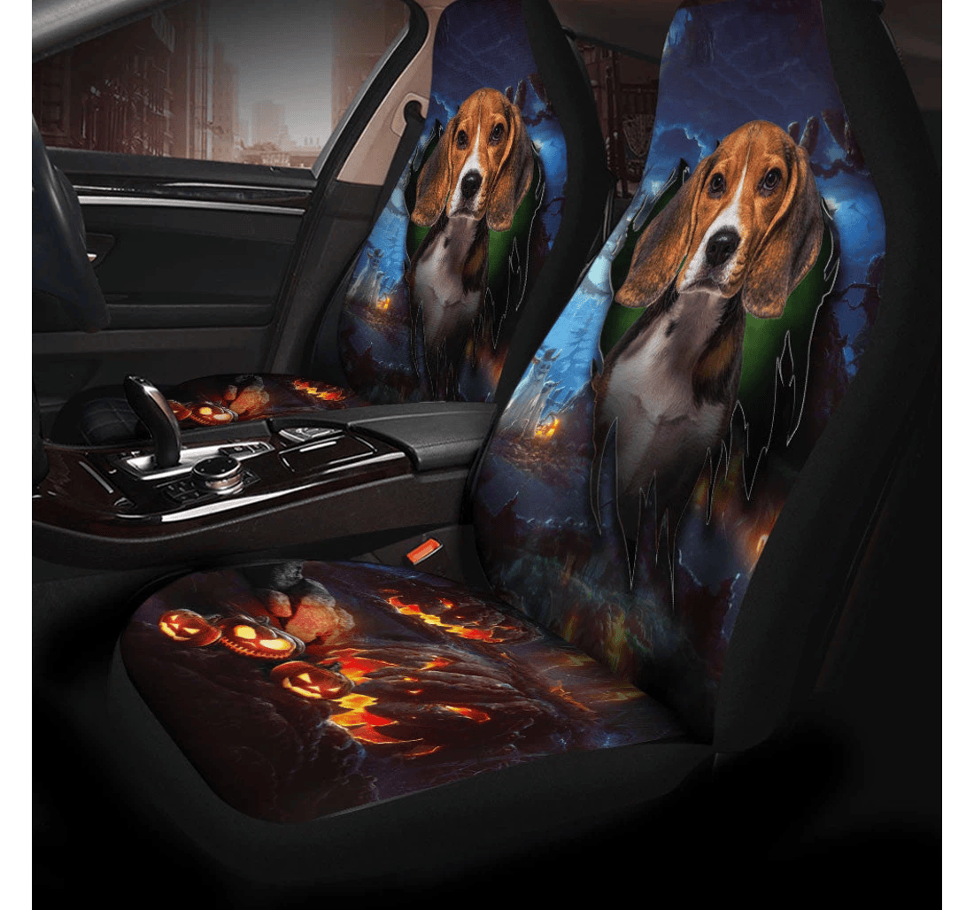 Beagle Dog Halloween Universal Front Car Seat Cover