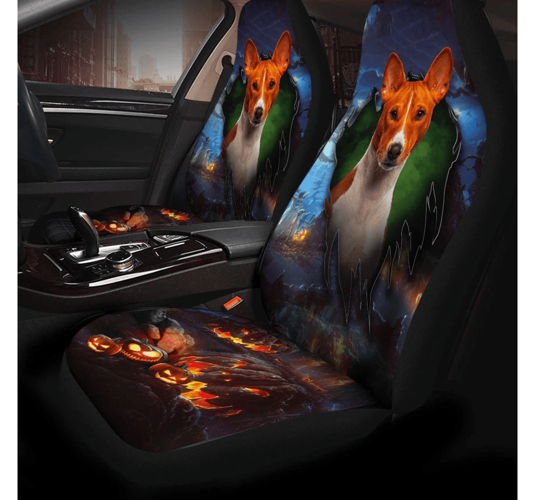 Basenji Dog Halloween Universal Front Car Seat Cover