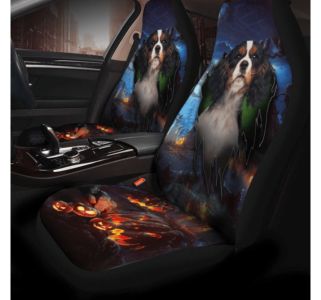Cavalier King Charles Spaniel Dog Halloween Universal Front Car Seat Cover