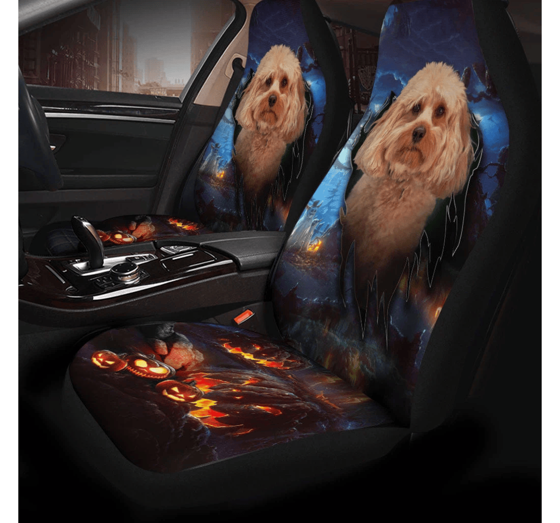 Cavapoo Dog Halloween Universal Front Car Seat Cover