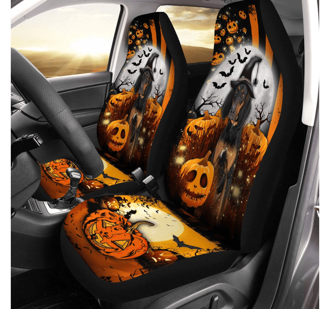 Dachshund Halloween Pumpkin Scary Moon Universal Front Car Seat Cover