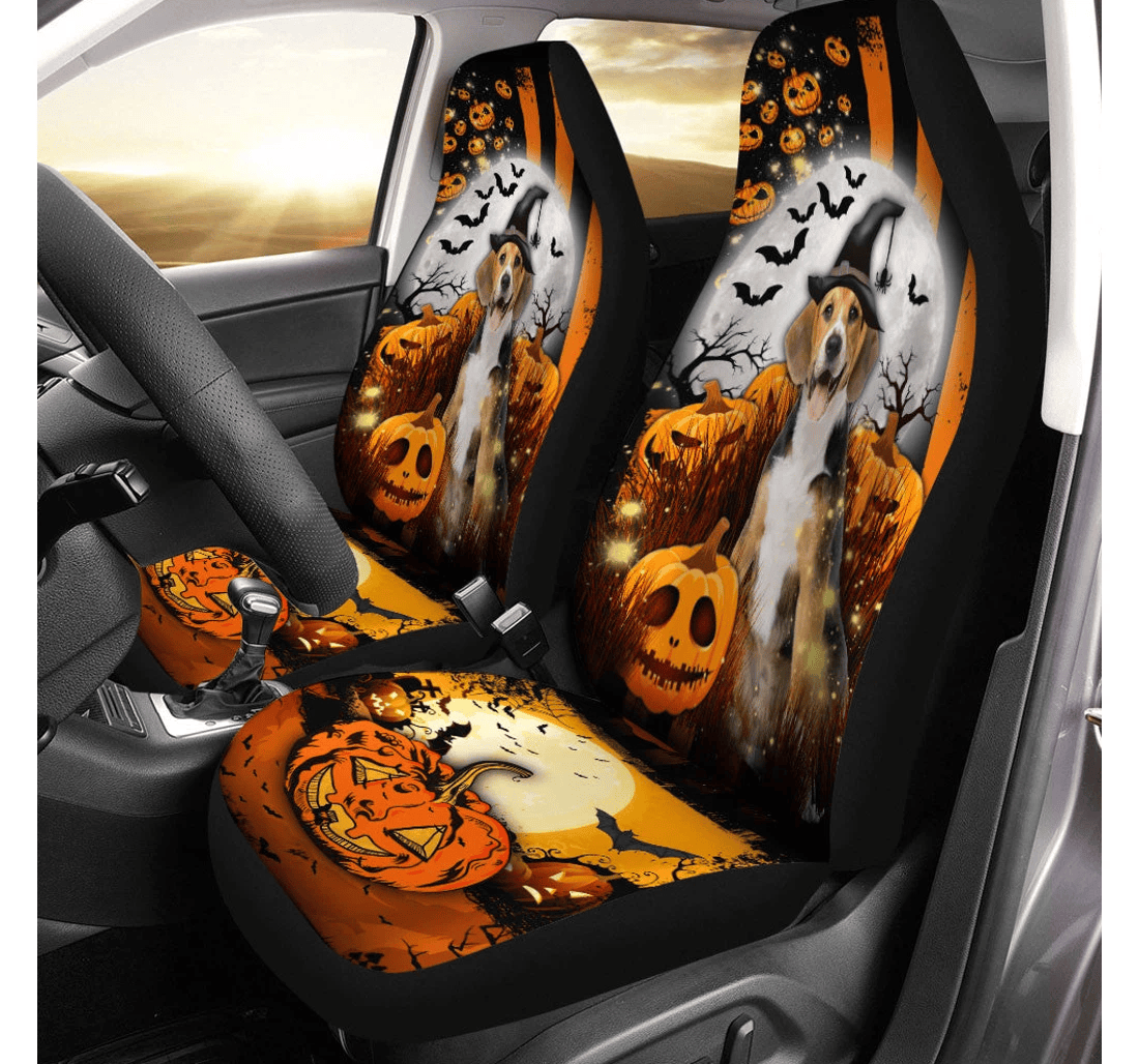 Beagle Halloween Pumpkin Scary Moon Universal Front Car Seat Cover