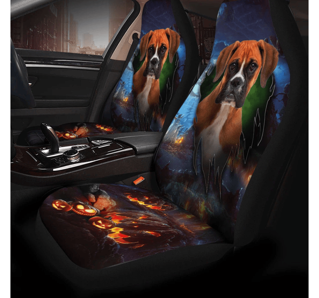 Boxer Dog Halloween Universal Front Car Seat Cover