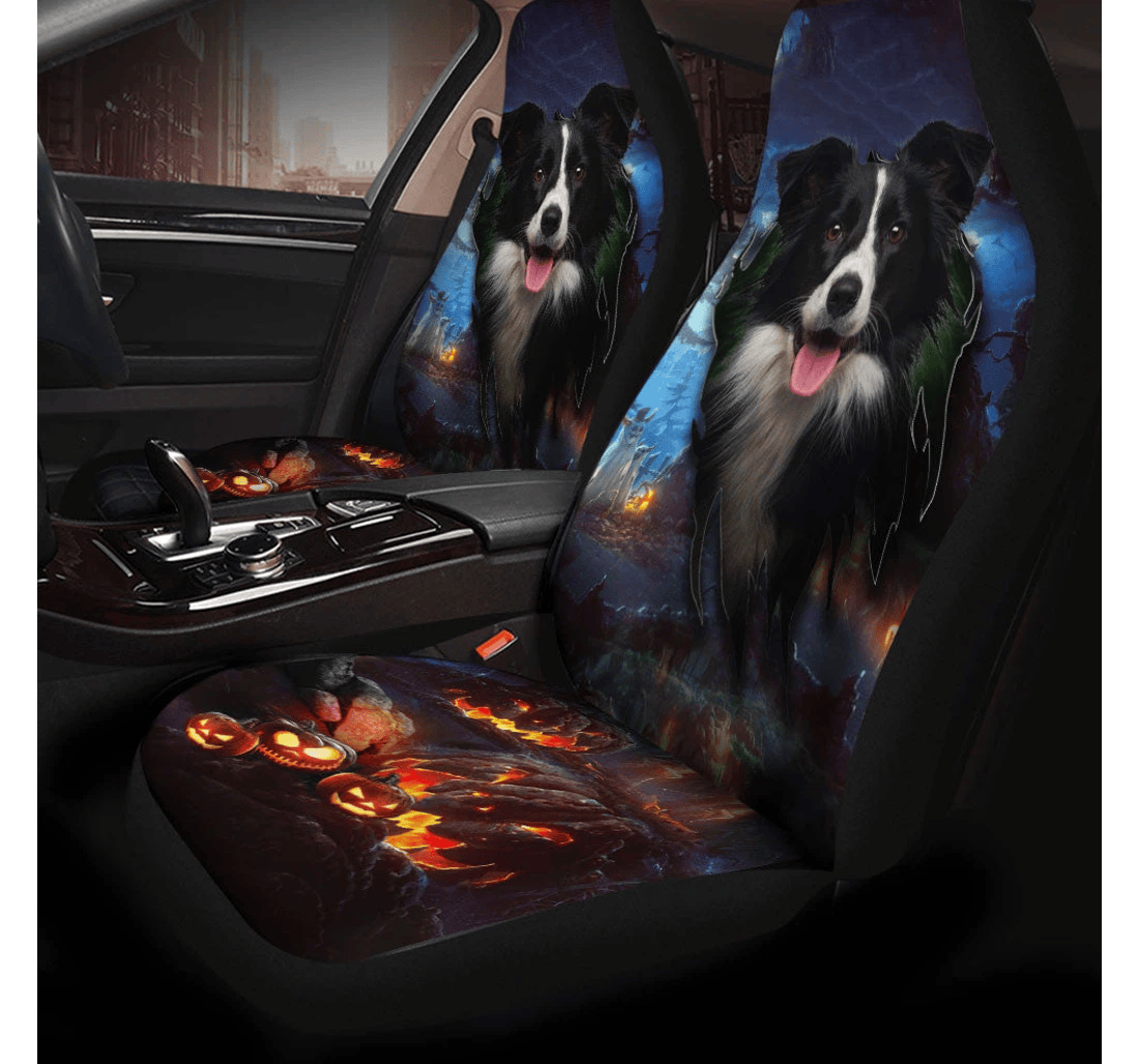 Border Collie Dog Halloween Universal Front Car Seat Cover
