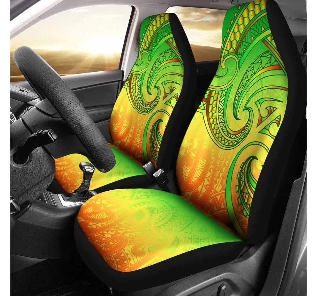 New Zealand Maori Mangopare Polynesian Rasta Universal Front Car Seat Cover