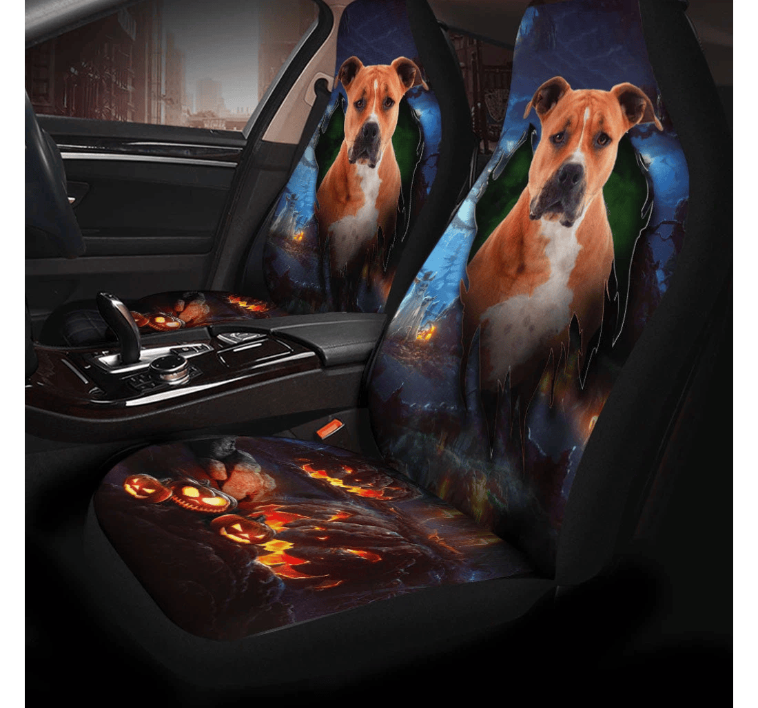 Pitbull Dog Halloween Universal Front Car Seat Cover