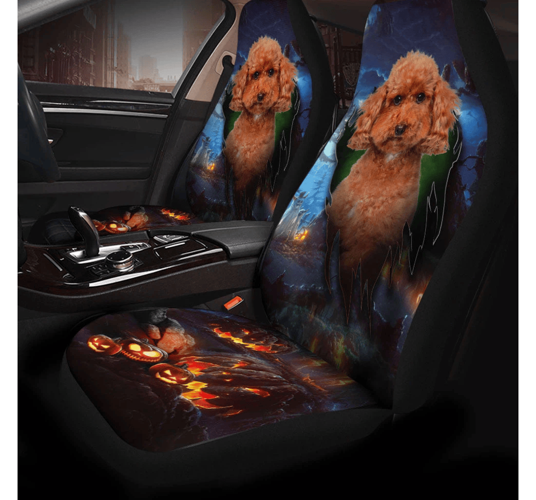 Poodle Dog Halloween Universal Front Car Seat Cover