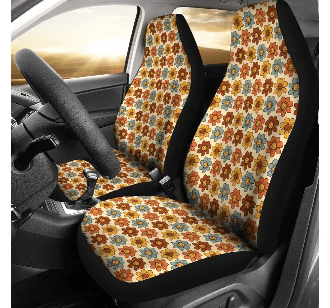 Flower Power Retro Retro Accessories Universal Front Car Seat Cover