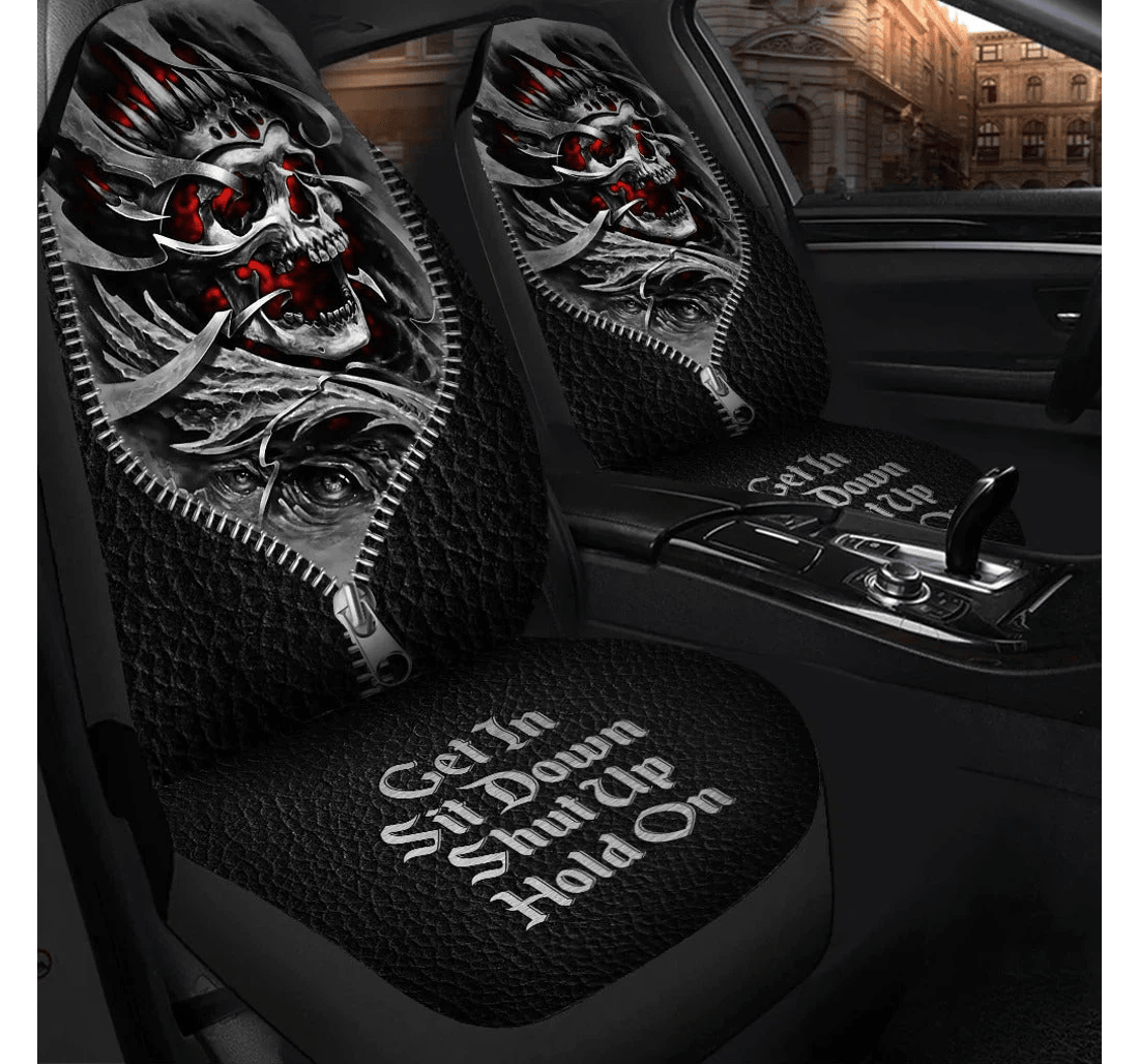 Skull Gothic Hold On Fit Universal Front Car Seat Cover