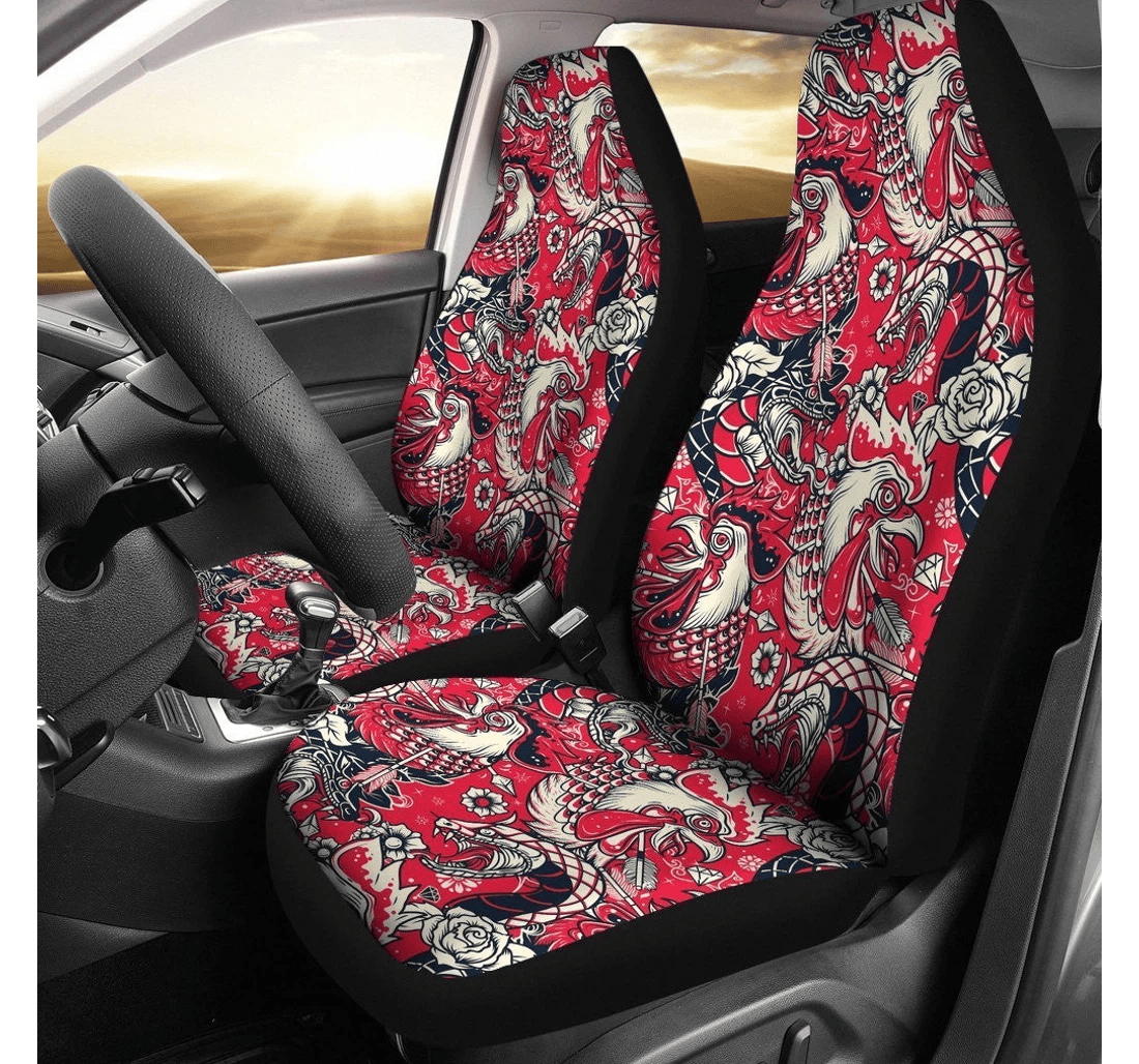 Drawing Farm Chicken Hen Pattern Print Cover Pc Accessories Mats Universal Front Car Seat Cover