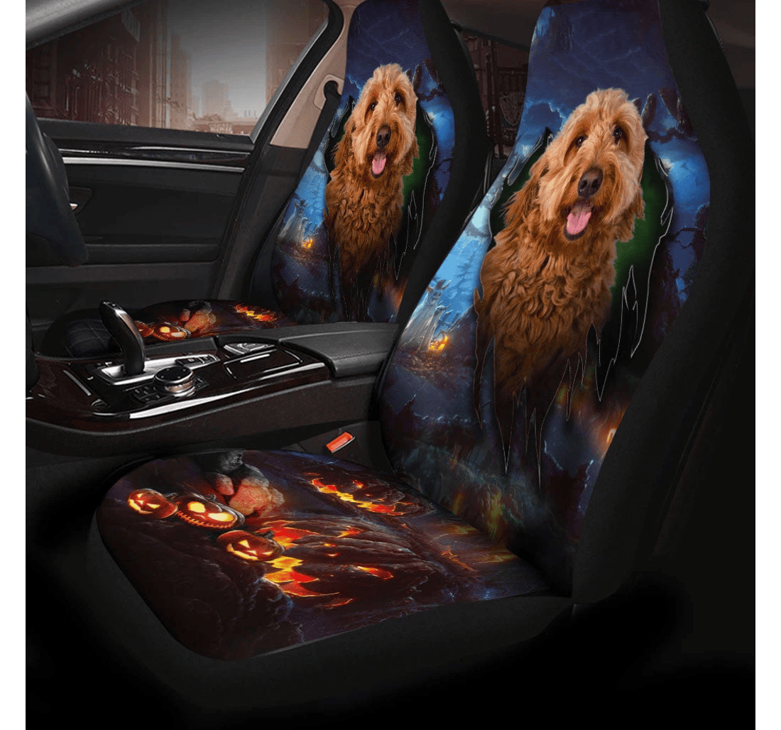 Goldendoodle Dog Halloween Universal Front Car Seat Cover