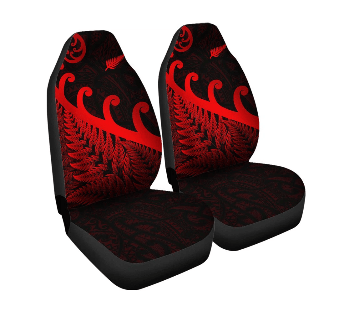 New Zealand Rugby Maori Coverlver Fern Koru Vibes Red Universal Front Car Seat Cover